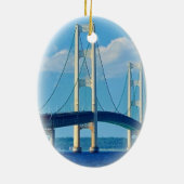 Weihnachtsverzierung Mackinac Brücke Keramik Ornament (Hinten)