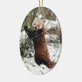 Weihnachtsverzierung - roter Panda Keramik Ornament (Links)