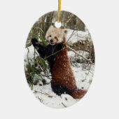 Weihnachtsverzierung - roter Panda Keramik Ornament (Vorne)