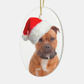 Weihnachtsverzierung Sankt Staffie Keramik Ornament (Links)