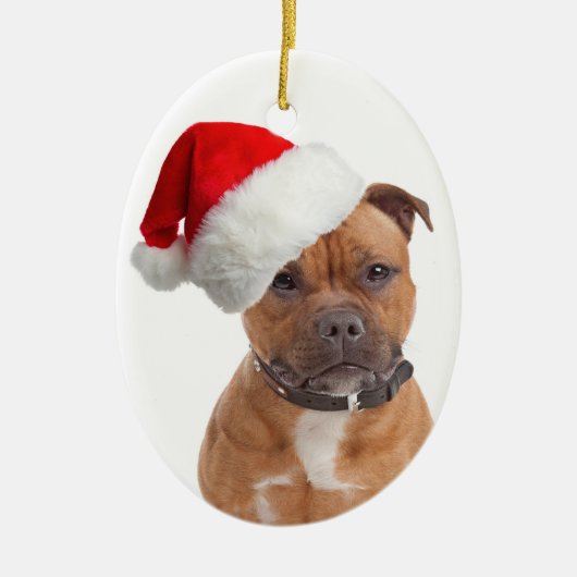 Weihnachtsverzierung Sankt Staffie Keramik Ornament (Vorne)