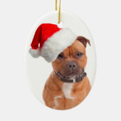 Weihnachtsverzierung Sankt Staffie Keramik Ornament (Hinten)
