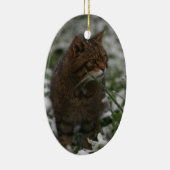 Weihnachtsverzierung - schottische Wildkatze Keramikornament (Rechts)