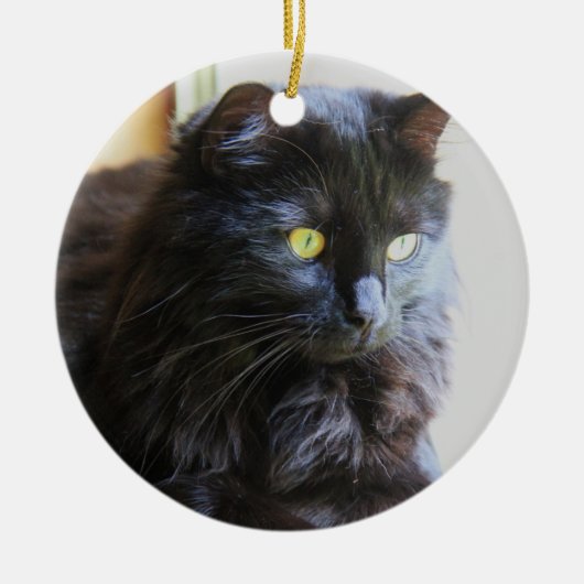 Weihnachtsverzierung, schwarze Katze Keramikornament (Vorne)