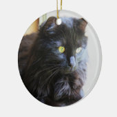 Weihnachtsverzierung, schwarze Katze Keramikornament (Links)