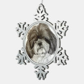 Weihnachtsverzierung Shih Tzu durch Carol Zeock Schneeflocken Zinn-Ornament (Rechts)