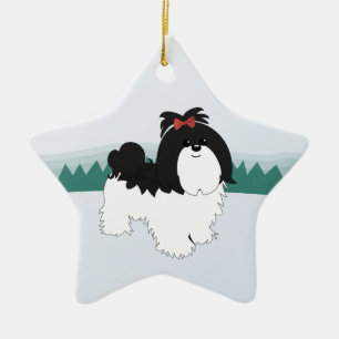 Weihnachtsverzierung Shih Tzu Keramik Ornament