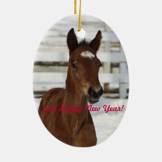 Weihnachtsverzierung/-stute u. -fohlen keramik ornament (Hinten)