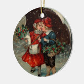 Weihnachtsverzierung, Vintage Ellen Clapsaddle Keramikornament (Links)