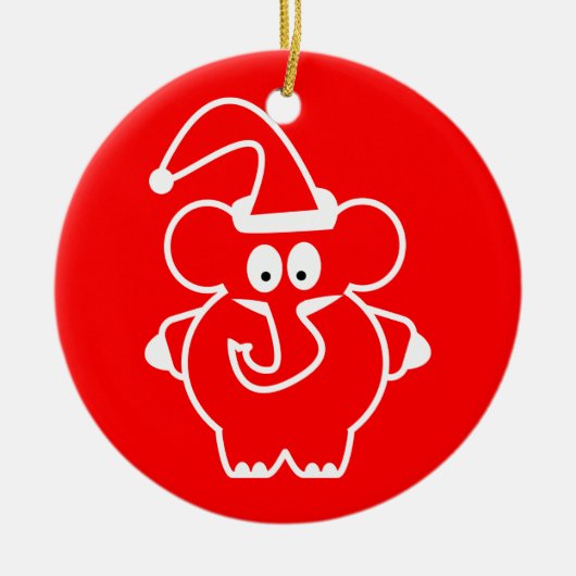 Weihnachtsverzierungen: Roter Elefant Keramikornament (Vorne)