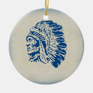 Weihnachtsverzierungs-blaue Silhouette-indischer Keramik Ornament