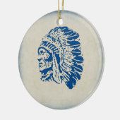 Weihnachtsverzierungs-blaue Silhouette-indischer Keramik Ornament (Links)