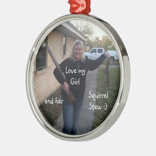 Weihnachtsverzierungs-Eichhörnchen-Eintopfgericht Silbernes Ornament (Links)