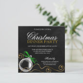 Weihnachtsverzierungs-Grün-Bogen-Abendessen-Party Einladung (Stehend Vorderseite)