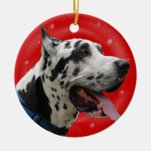 WEIHNACHTSverzierungs-HARLEKIN-DEUTSCHE DOGGE Keramikornament