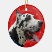 WEIHNACHTSverzierungs-HARLEKIN-DEUTSCHE DOGGE Keramikornament (Links)