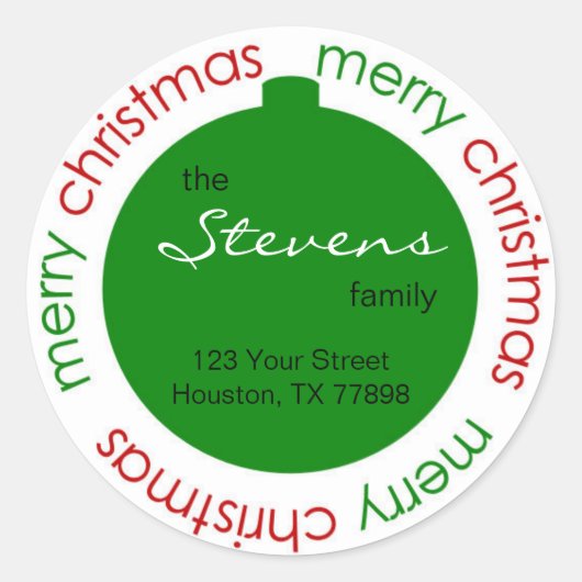 Weihnachtsverzierungs-Rücksendeadresseaufkleber Runder Aufkleber (Vorderseite)
