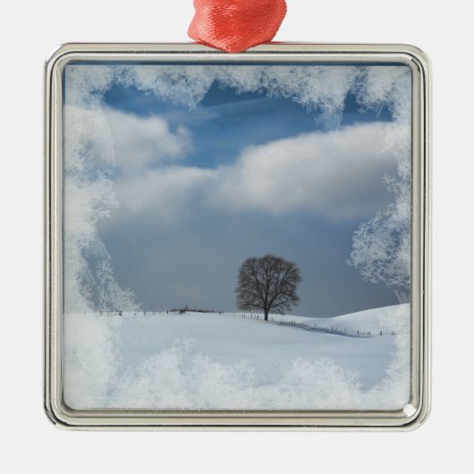 Weihnachtsverzierungs-Winter-Einsamkeit Silbernes Ornament (Vorne)