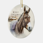 Weihnachtsvibes - Wasserfarben-Donkey und Ermine - Keramik Ornament (Rechts)