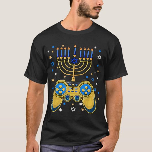 Weihnachtsvideospielcontroller Hanukkah jüdisch G T-Shirt (Vorderseite)