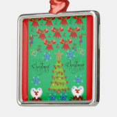 Weihnachtsviertel-Premiumschmuck Grün Silbernes Ornament (Links)