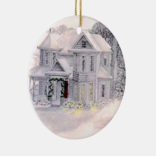 Weihnachtsviktorianische Haus-Verzierung Keramikornament (Rechts)