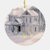 Weihnachtsviktorianische Haus-Verzierung Keramikornament (Hinten)