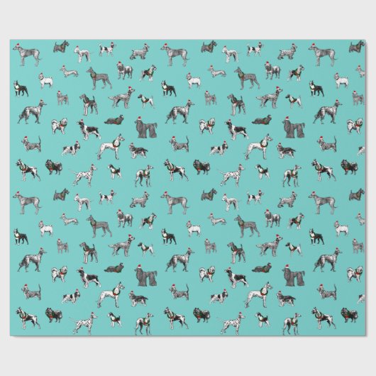 WeihnachtsVintage Hunde Geschenkpapier (Flach)