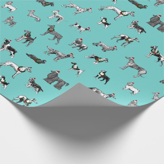 WeihnachtsVintage Hunde Geschenkpapier (Ecke)