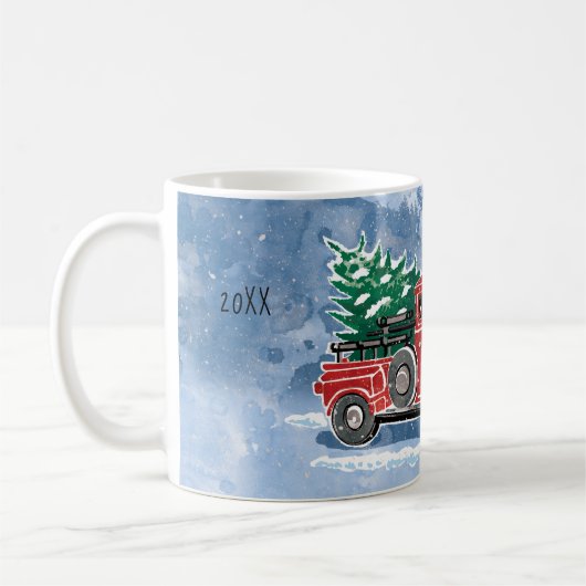 WeihnachtsVintage LKW-Szene Kaffeetasse (Links)