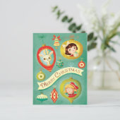 WeihnachtsVintage Puppen und Ren-Postkarte Feiertagspostkarte (Stehend Vorderseite)