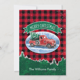 WeihnachtsVintager LKW Familien Foto Buffalo Karie Feiertagskarte