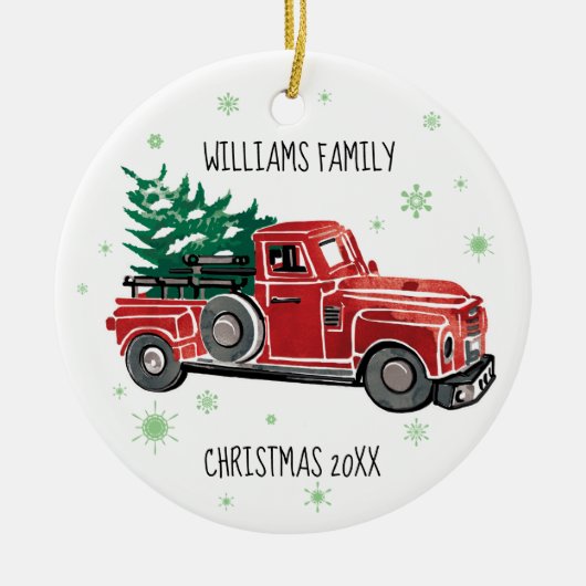 WeihnachtsVintager LKW mit Keramik Ornament (Vorne)