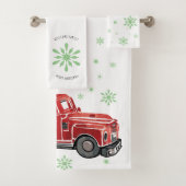 WeihnachtsVintager LKW mit Schneeflocken Badhandtuch Set (Insitu)