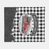 WeihnachtsVintager LKW-Schwarz-weißer Büffel Fleecedecke (Vorderseite (Horizontal))