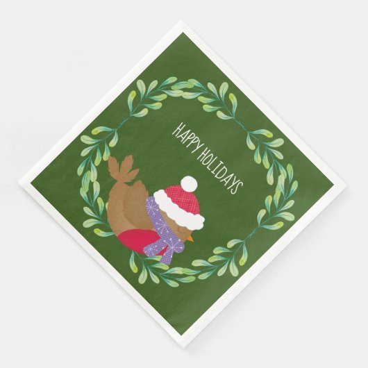 Weihnachtsvogel auf einem Zweigbuch Napkin Serviette (Ecke)