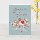 Weihnachtsvögel auf einer Zweigniederlassung Karte (Gelbe Blume)