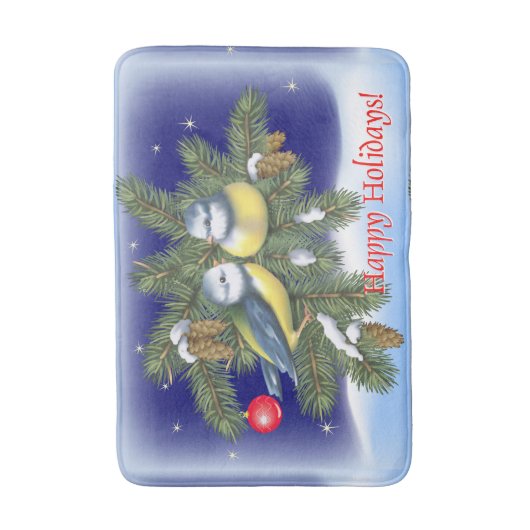 Weihnachtsvögel Badematte (Vorderseite Vertikal)