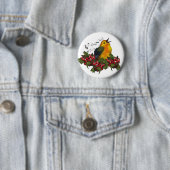 Weihnachtsvogel, der mit Hollly, Beeren singt Button (Beispiel)