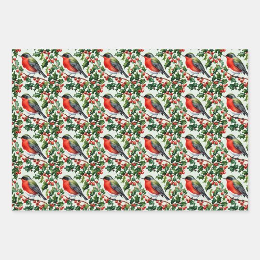 Weihnachtsvögel Geschenkpapier Set (Vorderseite 3)