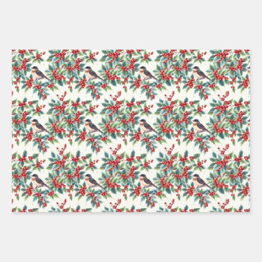 Weihnachtsvögel Geschenkpapier Set (Vorderseite 2)