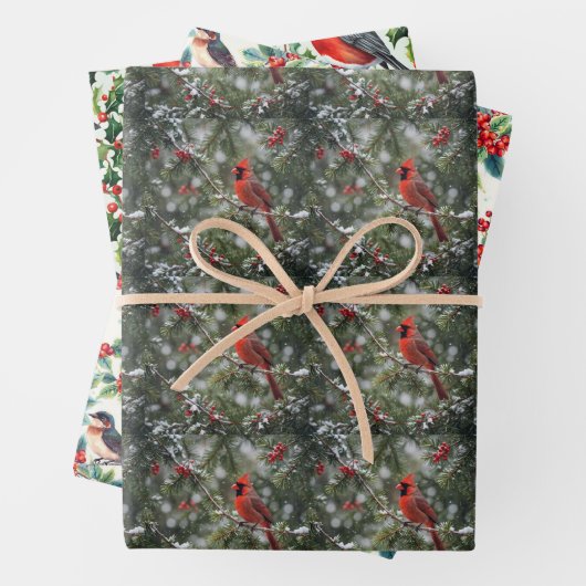 Weihnachtsvögel Geschenkpapier Set (Beispiel)