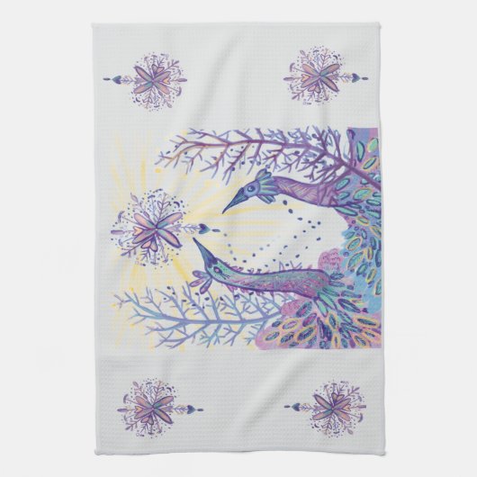 Weihnachtsvögel Geschirrtuch (Vertikal)