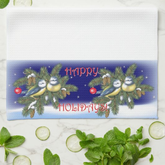 Weihnachtsvögel Geschirrtuch (Gefaltet)