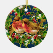 Weihnachtsvögel Holly Imitats Gold Keramik Ornament (Vorne)
