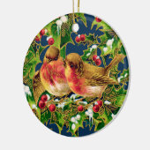 Weihnachtsvögel Holly Imitats Gold Keramik Ornament (Links)