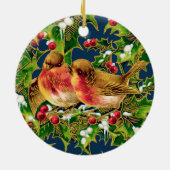 Weihnachtsvögel Holly Imitats Gold Keramik Ornament (Hinten)