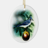 Weihnachtsvogel-hübsche blaue Jay-Baum-Verzierung Keramikornament (Rechts)