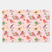 Weihnachtsvögel im Winter Geschenkpapier Set (Vorderseite)