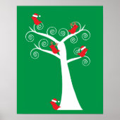 Weihnachtsvögel in einem Baum Poster (Vorne)